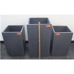 Qty 3 Planters - 2 @ 26" tall, 1 @ 34"