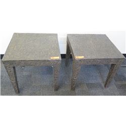 Qty 2 'Stone-Look' Composite Square End Tables