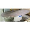 Image 1 : Oval Wood Table w/ Pedestal Base (has damage along edge, see pictures), 102" x 47"