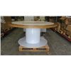 Image 2 : Round White Table Wood Rim on Pedestal Base