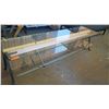 Image 2 : Long 2-Tier Glass Table w/Wood & Metal Frame, 79"L x 20"W x 20"H