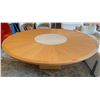 Image 1 : Large Wooden Dining Table w/ Rotating Marble Center (Fits 8), Light Scratch from Edge Running Toward