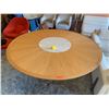 Image 2 : Large Wooden Dining Table w/ Rotating Marble Center (Fits 8), Light Scratch from Edge Running Toward