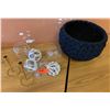 Image 1 : Misc. Clear Glass Balls (some in netting) & Black Basket