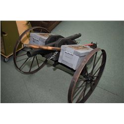 Large Hand Made Cannon Approx. 64" Total Length, 34" barrel, Fires Golf Balls, w/ approx. 26" wheels