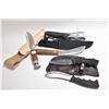 Image 1 : Bag Lot : Coleman Double Knife Set w/ sheath - Ramontina Knife w/ stag like handle & sheath - Old Hi