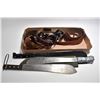 Image 2 : Tray Lot : Rifle Slings - Two Cartridge Belts - Three Machetes [ one has sheath ] - Two Black Belts 