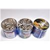Image 1 : Lot of Three Lg Tin Coffee Cans : Approx. 500 Rnds .38 Spec 158 Grain Ammo - 4 Pkgs California Shoot