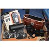 Image 1 : Tray Lot : Nikon 7 x 35 Binoculars w/ orig case - New in Pkg Bushnell Onix 200 Hand Held GPS - Sun S