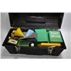 Image 1 : Large Black Plastic Tool Box : Reloading Supplies Includ : scale, Nine Sets of Dies [ .300 Win Mag -