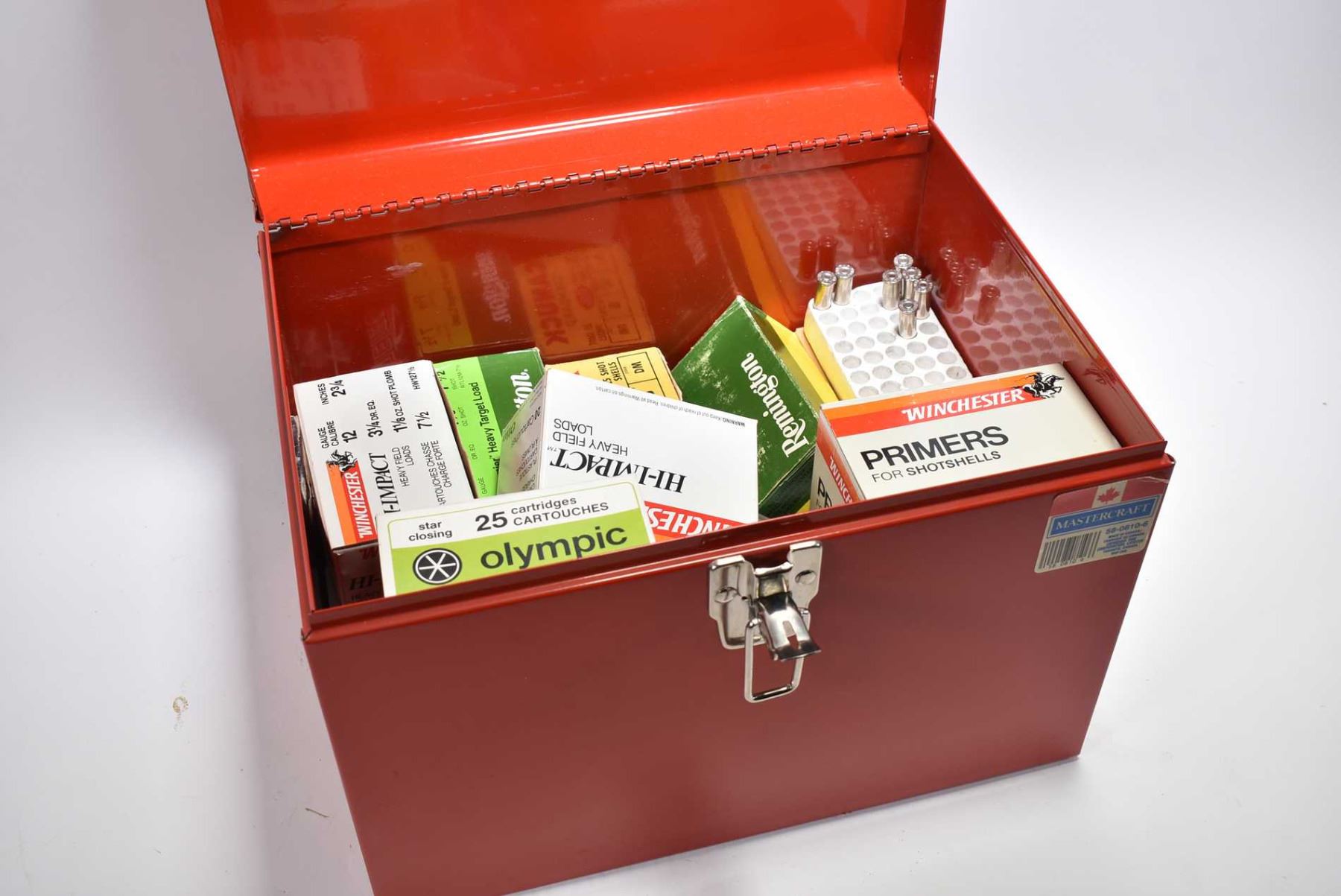 Tool Box Shell Red Metal Tool Box : Approx.Ten Boxes Shot Shells [ mostly .12 Ga ...