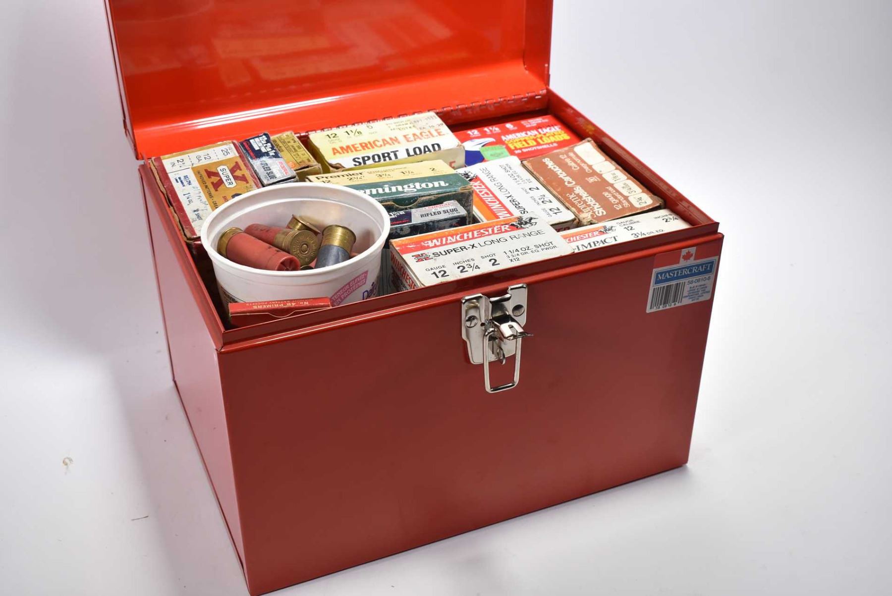 Tool Box Shell Red Metal Tool Box : Full of Various Shot Shells [ some full boxes ...