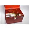 Image 1 : Red Metal Tool Box : Variety of Ammo : .303 Brit Cal Ammo - .45 Auto - .300 Win Mag - 6.5 x 55 - .44