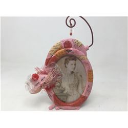 Smiling Pink Cat Photo Frame