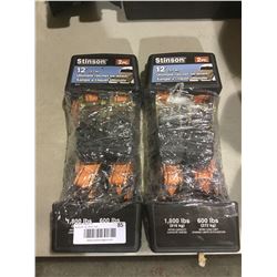 Stinson 2pc 12' Ultimate Ratchet Tie-Down Set Lot of 2