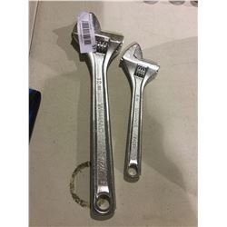 Williams 12" and 8" Adjustable Wrench Set Lot of 2