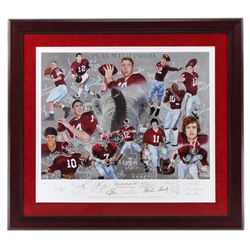 Alabama Crimson Tide "Quarterback U" 32x36  Custom Framed Print Signed by (14) with Ken Stabler, Bar