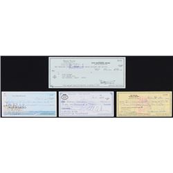 Lot of (4) Signed Personal Bank Checks with Joe Walsh, Eddie Van Halen, Bernie Taupin,  Linda Ronsta