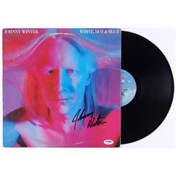 Johnny Winter Signed "White, Hot  Blue" Vinyl Record Album (PSA COA)