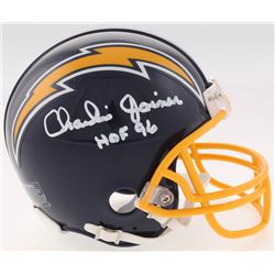 Charlie Joiner Signed Chargers Throwback Mini-Helmet Inscribed "HOF 96" (Jersey Source COA)