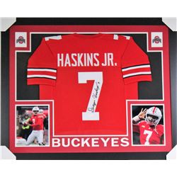 Dwayne Haskins Signed Ohio State Buckeyes 35x43 Custom Framed Jersey (JSA COA)
