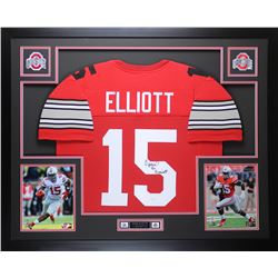 Ezekiel Elliott Signed Ohio State Buckeyes 35x43 Custom Framed Jersey (JSA COA)