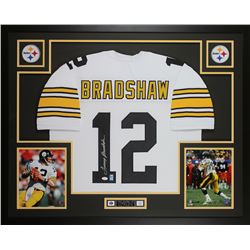 Terry Bradshaw Signed Steelers 35x43 Custom Framed Jersey Display (JSA COA  Bradshaw Hologram)