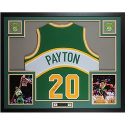 Gary Payton Signed SuperSonics 35x43 Custom Framed Jersey Display (PSA COA)