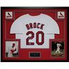 Image 1 : Lou Brock Signed Cardinals 35" x 43" Custom Framed Jersey (JSA COA)