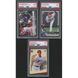 Lot of (3) PSA Graded 9 Shohei Ohtani Rookie Cards with 2018 Topps Now #159 / 3383*, 2018 Bowman #49