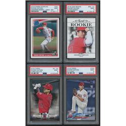 Lot of (4) PSA Graded 9 Shohei Ohtani Rookie Cards with 2018 Donruss #281A, 2018 Leaf Rookie Achieve