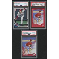 Lot of (3) PSA Graded 10 Shohei Ohtani Rookie Cards with 2018 Bowman #49 RC, 2018 Diamond Kings #73 