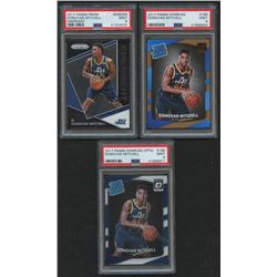 Lot of (3) PSA Graded 9 Donovan Mitchell Basketball Cards with 2017-18 Panini Prizm Emergent #13, 20