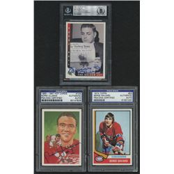 Lot of (3) Signed  Encapsulated Hockey Cards with 1985-87 Hall of Fame #104 Norm Ullman (PSA Encapsu