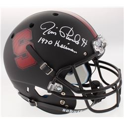 Jim Plunkett Signed Stanford Cardinal Custom Matte Black Full-Size Helmet Inscribed "1970 Heisman" (
