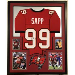 Warren Sapp Signed Tampa Bay Buccaneers 34x42 Custom Framed Jersey (JSA COA)