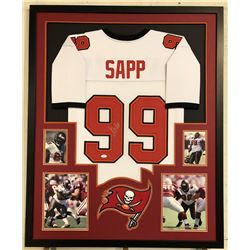 Warren Sapp Signed Tampa Bay Buccaneers 34x42 Custom Framed Jersey (JSA COA)