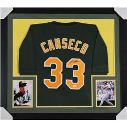 Jose Canseco Signed Oakland Athletics 31x35 Custom Framed Jersey (JSA COA)