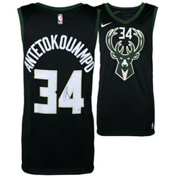 Giannis Antetokounmpo Signed Milwaukee Bucks Nike Black Statement Edition Jersey (Fanatics Hologram)