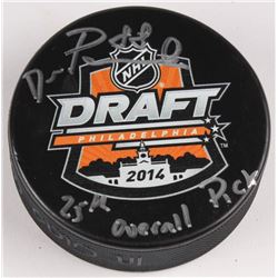 David Pastrnak Signed 2014 NHL Draft Logo Hockey Puck Inscribed "25th Overall Pick" (Pastrnak Hologr