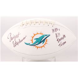 Dwight Stephenson Signed Miami Dolphins Logo Football Inscribed "1980's All-Decade Team" (SGC COA)
