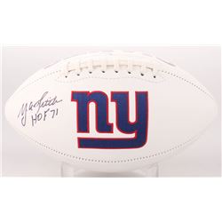 Y. A. Tittle Signed New York Giants Logo Football Inscribed "HOF 71" (JSA COA)