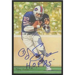 O.J. Simpson Signed 1994 LE Buffalo Bills 4x6 Pro Football Hall of Fame Art Collection Card Inscribe