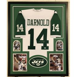 Sam Darnold Signed New York Jets 34x42 Custom Framed Jersey Display (JSA COA)