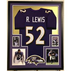 Ray Lewis Signed Baltimore Ravens 34x42 Custom Framed Jersey (JSA COA)