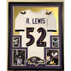 Ray Lewis Signed Baltimore Ravens 34x42 Custom Framed Jersey (JSA COA)