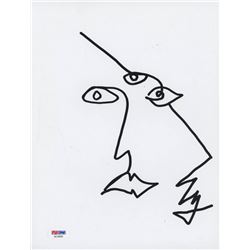 Ezra Miller Signed 8.5x11 Cut with Original Sketch (PSA COA)