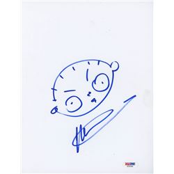 Seth MacFarlane Signed 8.5x11 Cut with Original Sketch (PSA COA)