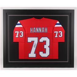 John Hannah Signed New England Patriots 35.5x43.5 Custom Framed Jersey Inscribed "HOF 91" (JSA COA)