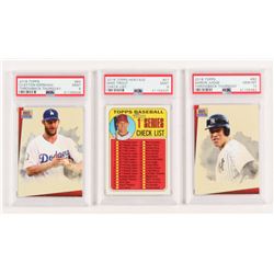 Lot of (3) PSA Graded 2018 Topps Baseball Cards with Hertitage #57 Mike Trout Checklist (PSA 9), #80